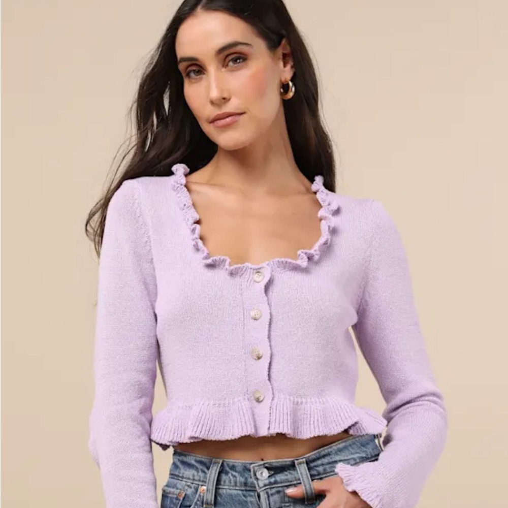Lilac Ruffled Cardigan - Picture 2 of 2